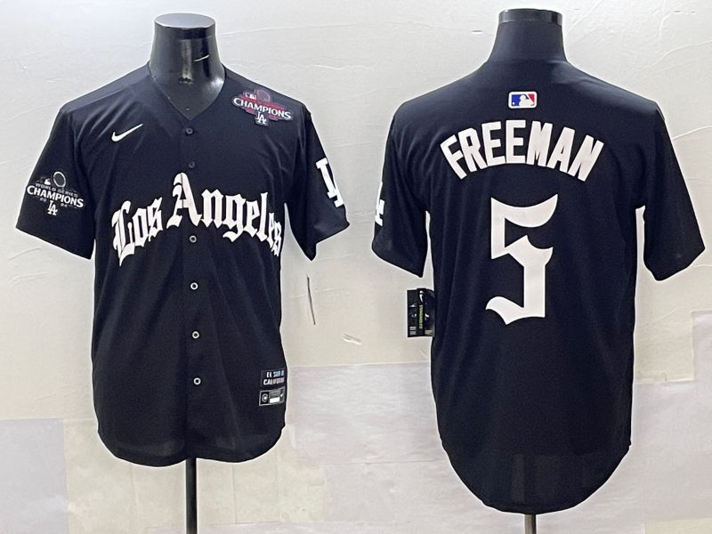 Men Los Angeles Dodgers #5 Freeman Black Five generations Joint Name 2025 Nike MLB Jersey style 37